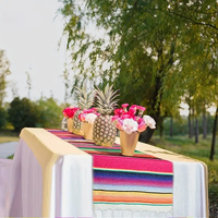 Rainbow Table Runner Stripe With Tassel Mexican Tablecloth Wedding Party Decor thumbnail