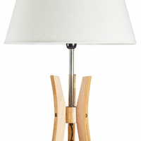 LARGE BAMBOO TRIPOD FLOOR LAMP Linen Shade Modern Light Vintage Wooden Scandi thumbnail