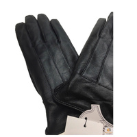 Ladies Genuine Sheepskin Leather Gloves Patch Fleece Lining Warm Winter Womens - Black - L thumbnail