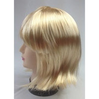 Bob Wig Costume Short Straight Fringe Cosplay Party Full Hair Womens Fancy Dress - Blonde thumbnail