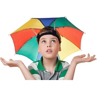RAINBOW UMBRELLA HAT Rain Novelty Cap Costume Outdoor Camping Beach Fishing thumbnail
