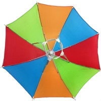 2x RAINBOW UMBRELLA HAT Rain Beach Sun Rain Cap Costume Camping Fishing Hunting thumbnail