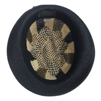 3 Tone Lattice Weave PAPER STRAW TRILBY HAT Fedora Trim Sun Summer Cap - M (57cm) thumbnail