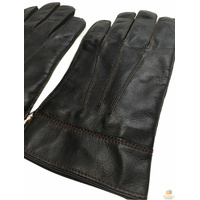 DENTS Sheepskin Leather Gloves with Detail Mens Warm Winter ML8043 - Brown - Small thumbnail