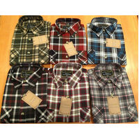 Mens FLANNELETTE SHIRT Check 100% COTTON Flannel Vintage Long Sleeve - 182 (Full Placket) - S thumbnail