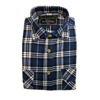 Mens Flannelette Shirt 100% Cotton Check Authentic Flannel Long Sleeve Vintage - Navy Check - S thumbnail