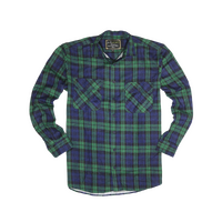 Mens Flannelette Long Sleeve Shirt 100% Cotton Check Authentic Flannel - Full Placket - Green - L thumbnail