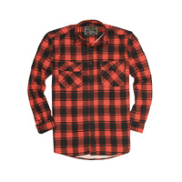 Mens Flannelette Long Sleeve Shirt 100% Cotton Check Authentic Flannel - Full Placket - Red - 4XL thumbnail