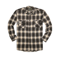 Mens Flannelette Long Sleeve Shirt 100% Cotton Check Authentic Flannel - Full Placket - Black - XXL thumbnail