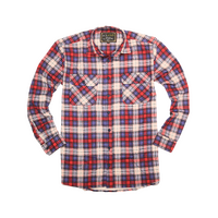 Mens Flannelette Long Sleeve Shirt 100% Cotton Check Authentic Flannel - Full Placket - Navy/Red/White - XL thumbnail