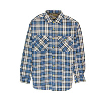 Mens Flannelette Long Sleeve Shirt 100% Cotton Check - Full Placket - Spanish Blue - XXL thumbnail