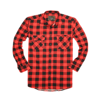 Mens 100% Cotton Flannelette Shirt Long Sleeve Check Authentic Flannel - Red/Black - L thumbnail