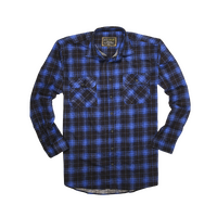 Mens 100% Cotton Flannelette Shirt Long Sleeve Check Authentic Flannel - Blue - 7XL thumbnail
