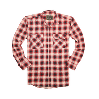 Mens 100% Cotton Flannelette Shirt Long Sleeve Check Authentic Flannel - Red/Navy - 6XL thumbnail
