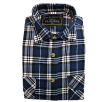 Mens Half Placket Flannelette Long Sleeve Pullover Shirt 100% Cotton Check Authentic Flannel  - Black/Purple - S thumbnail