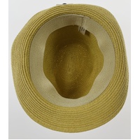 Dents Toyo Straw Trilby Fedora Hat Summer Fedora Small Brim - Natural/Black - S/M thumbnail