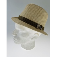 Dents Mens Straw Hat Toyo Trilby Fedora Summer Sun Stingy Brim  - Natural/Brown - L/XL thumbnail