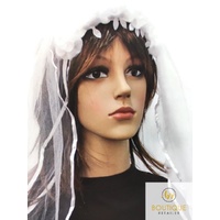 Hen's Party VEIL HEADBAND White Bride To Be Flowers Bridal Shower Bachelorette thumbnail