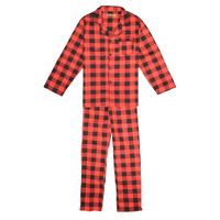 Mens Flannelette Pyjama Set Sleepwear Soft 100% Cotton PJs Two Piece Pajamas - Red - L thumbnail