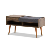 Designer Cabinet Bench Storage with Seat Wooden Shelf Hallway Cupboard - Walnut thumbnail