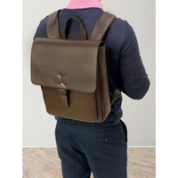Pierre Cardin Premium Leather Backpack Travel Bag Satchel - Brown thumbnail