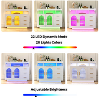 Buffet Sideboard Cabinet With RGB LED Light and Charging Station Console Coffee Bar White thumbnail