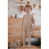 Ponchik Babies + Kids - Ribbed Cotton Romper - Sugar Cookie - 3-6 months thumbnail