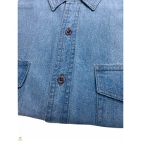 Denim Long Sleeve Jean Shirt Buttoned Front Casual Soft Top 100% COTTON - XL thumbnail