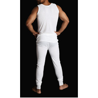 Mens THERMAL Merino Wool Blend Singlet Top Sleeveless Warm Underwear - Natural - Medium thumbnail