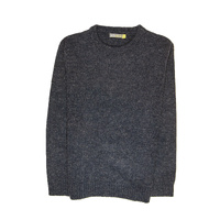 100% SHETLAND WOOL CREW Round Neck Knit JUMPER Pullover Mens Sweater Knitted - Navy (45) - 4XL thumbnail