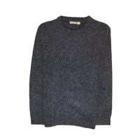100% SHETLAND WOOL CREW Round Neck Knit JUMPER Pullover Mens Sweater Knitted - Navy (45) - L thumbnail