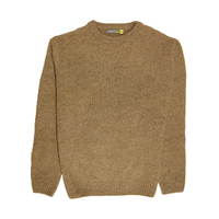 100% SHETLAND WOOL CREW Round Neck Knit JUMPER Pullover Mens Sweater Knitted - Nutmeg (23) - XL thumbnail