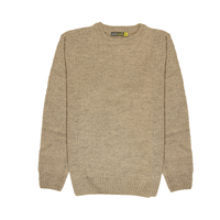 100% SHETLAND WOOL CREW Round Neck Knit JUMPER Pullover Mens Sweater Knitted - Beige (03) - M thumbnail