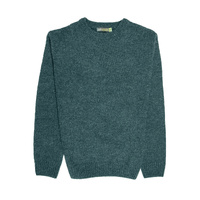 100% SHETLAND WOOL CREW Round Neck Knit JUMPER Pullover Mens Sweater Knitted - Sherwood (32) - M thumbnail