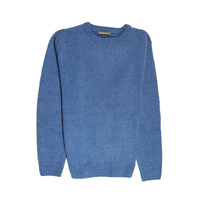 100% SHETLAND WOOL CREW Round Neck Knit JUMPER Pullover Mens Sweater Knitted - Sky (40) - 5XL thumbnail