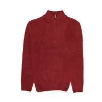 100% SHETLAND WOOL Half Zip Up Knit JUMPER Pullover Mens Sweater Knitted - Burgundy (97) - L thumbnail