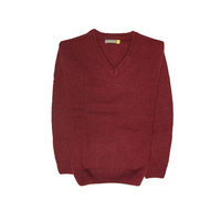 100% Shetland Wool V Neck Knit Jumper Pullover Mens Sweater Knitted - Burgundy (97) - 3XL thumbnail