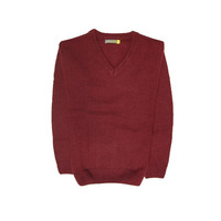 100% Shetland Wool V Neck Knit Jumper Pullover Mens Sweater Knitted - Burgundy (97) - S thumbnail