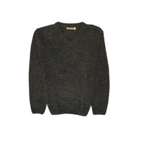 100% Shetland Wool V Neck Knit Jumper Pullover Mens Sweater Knitted - Charcoal (29) - 6XL thumbnail