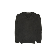 100% Shetland Wool V Neck Knit Jumper Pullover Mens Sweater Knitted - Plain Black - 6XL thumbnail