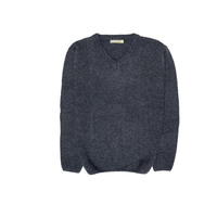 100% Shetland Wool V Neck Knit Jumper Pullover Mens Sweater Knitted - Navy (45) - L thumbnail