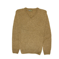 100% Shetland Wool V Neck Knit Jumper Pullover Mens Sweater Knitted - Nutmeg (23) - 4XL thumbnail