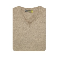 100% Shetland Wool V Neck Knit Jumper Pullover Mens Sweater Knitted - Oat Marle (03) - XXL thumbnail