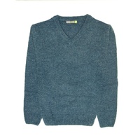 100% Shetland Wool V Neck Knit Jumper Pullover Mens Sweater Knitted - Sherwood (32) - M thumbnail