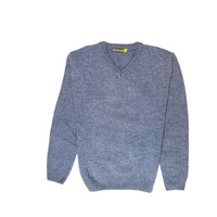 100% Shetland Wool V Neck Knit Jumper Pullover Mens Sweater Knitted - Sky (40) - XXL thumbnail