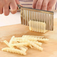 LARGE RIPPLE JELLY KNIFE Stainless Steel Blade Potato Crinkle Wavy Cutter Slicer thumbnail
