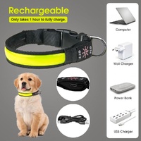 LED Dog Cat Collar USB Rechargeable Nylon Glow Flashing Light Up Safety Puppy thumbnail