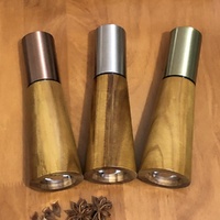 Gold Acacia Wood Pepper Grinder, Manual Multi-Purpose Spice Mill, Kitchen Seasoning Tool thumbnail
