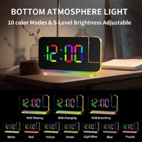 White RGB LED Projection Alarm Clock, Multi-Color Night Light with Snooze Function, Home Decor Digital Clock thumbnail