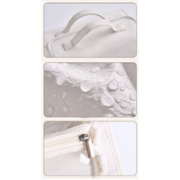 White Roll-Up Travel Makeup Bag - Compact Cosmetic Organizer with Multiple Compartments thumbnail